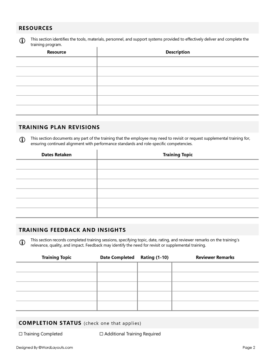 Free Employee Training Plan Template - Word | Google Docs