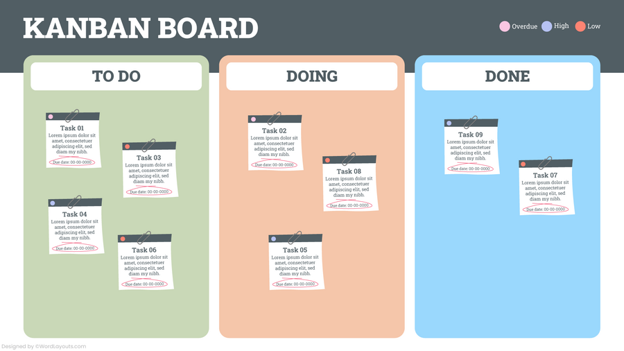 Visual Workflow Kanban Board Template - WordLayouts