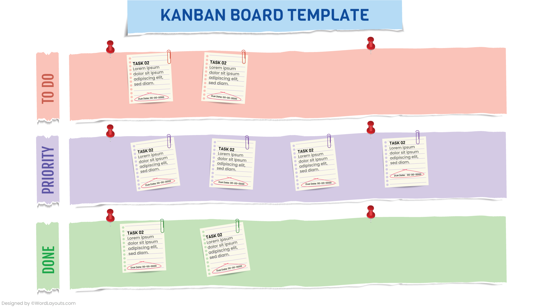 Minimalist Multi-Stage Kanban Template - WordLayouts