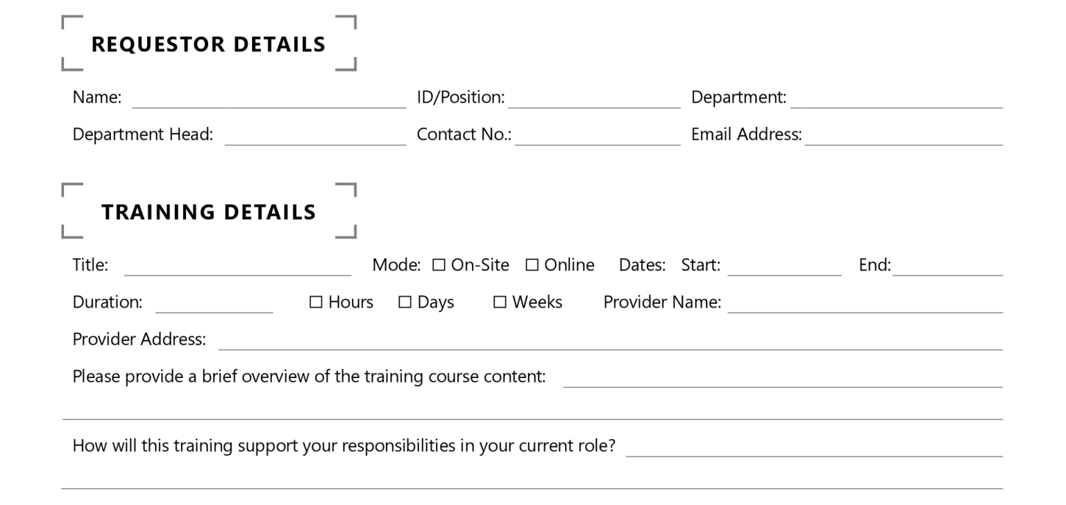 Free Training Request Form Template - WordLayouts