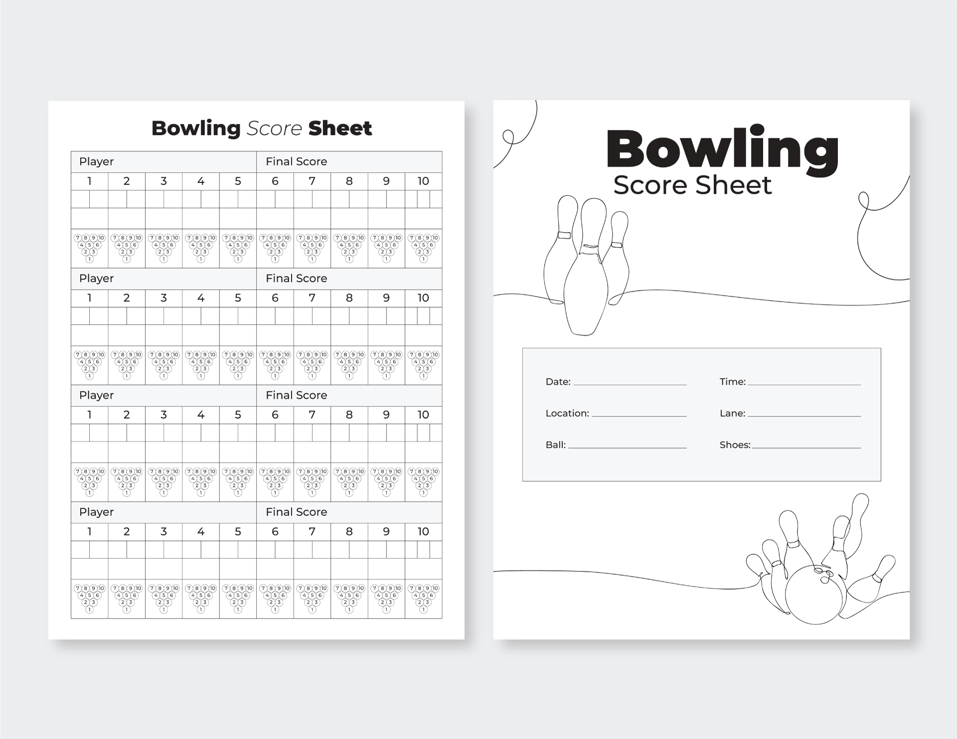 Bowling Scoring Practice Worksheet