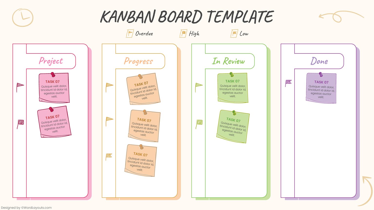 Task Progress Kanban Template - WordLayouts