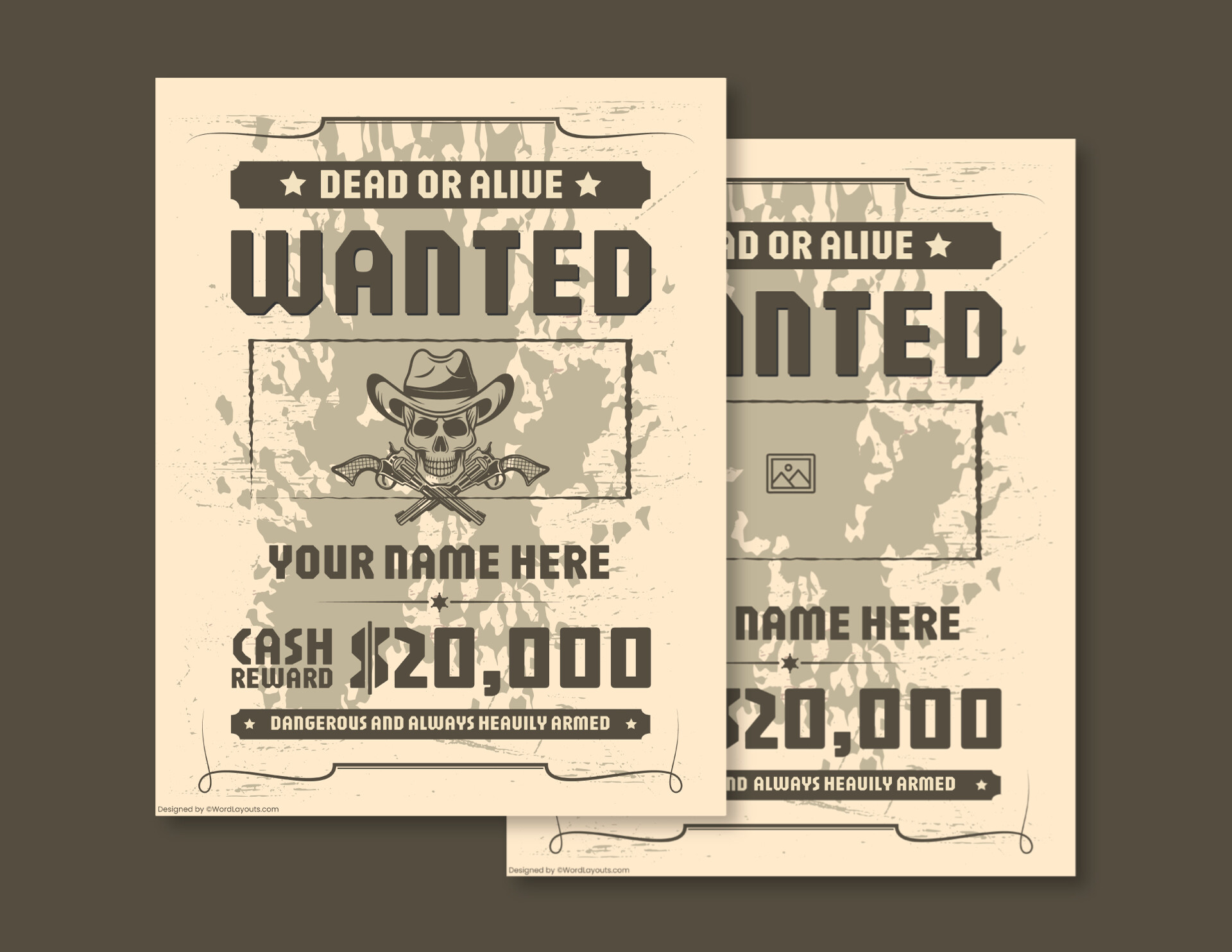 Vintage Western Wanted Poster Template - WordLayouts