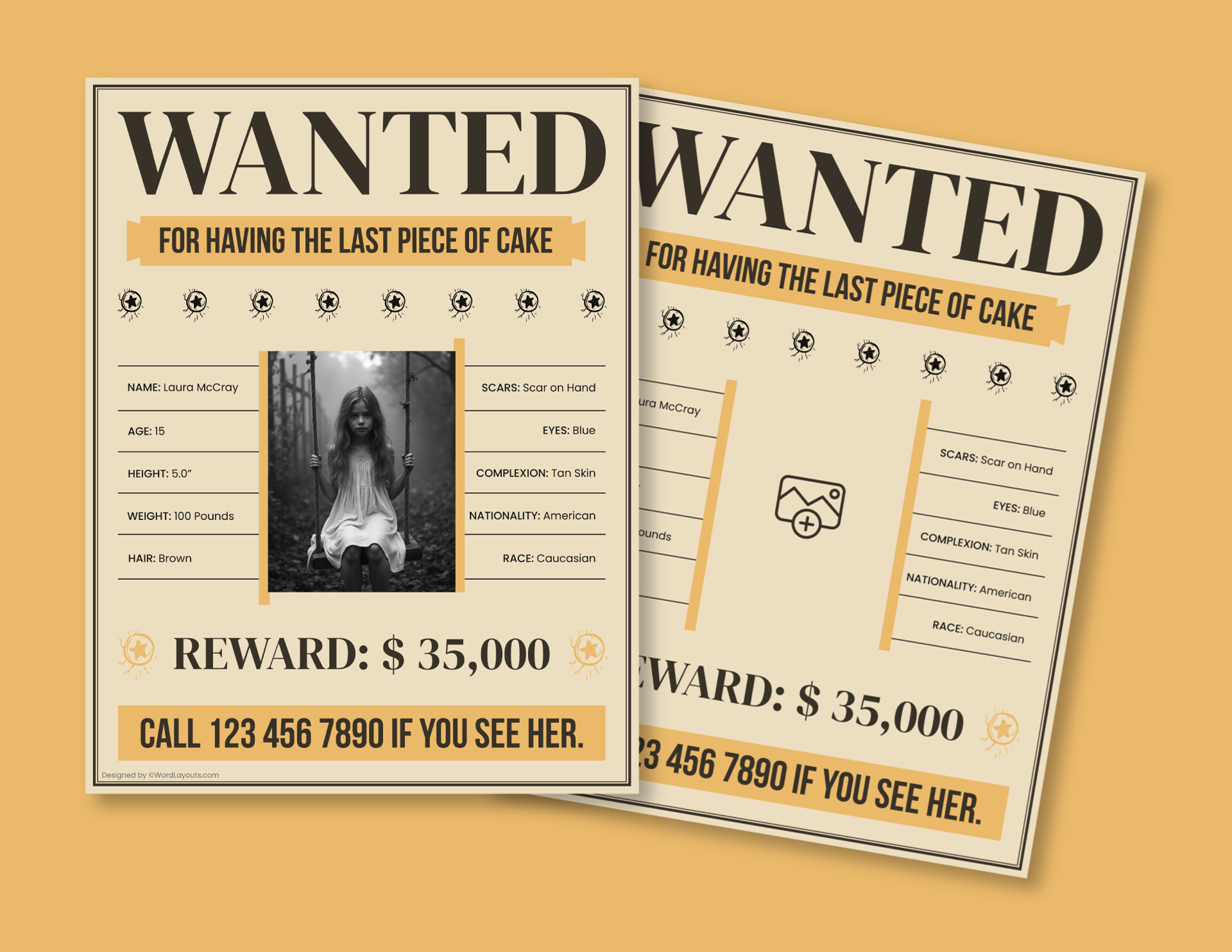 Whimsical Reward Wanted Poster Template - WordLayouts