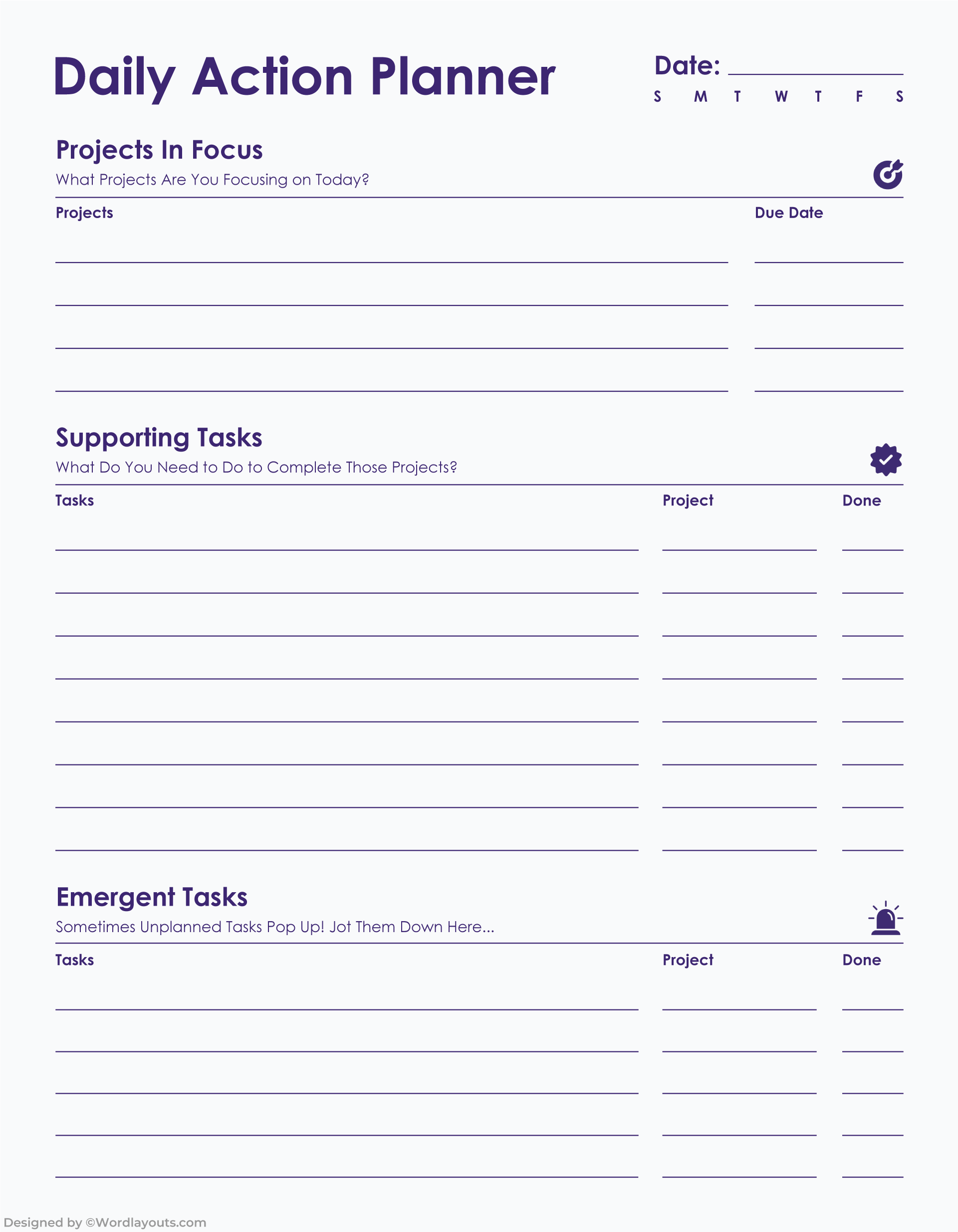 Daily Workflow Planner Template - WordLayouts
