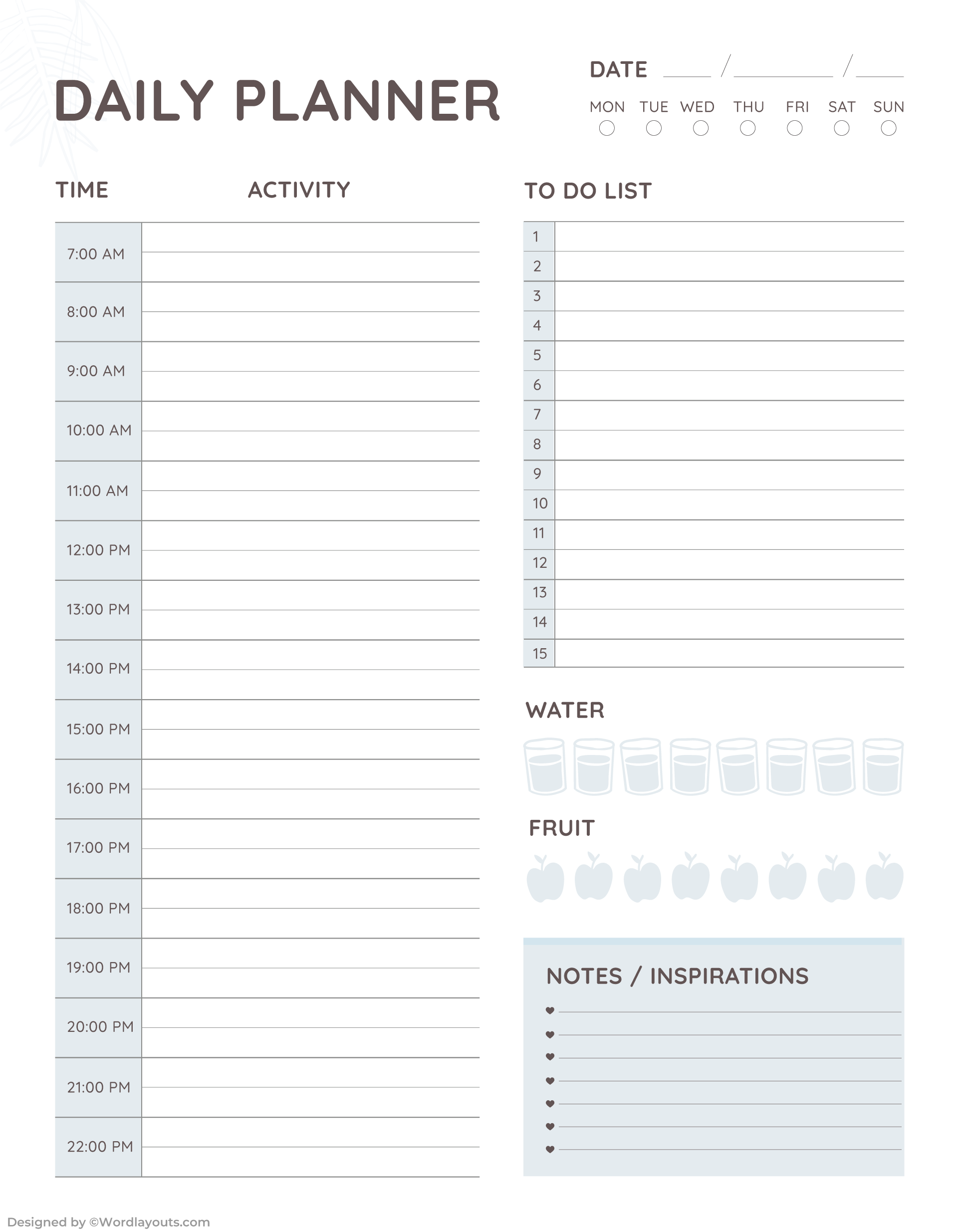 Full Day Activity Planner Template WordLayouts full-day-activity-planner-template-wordlayouts
