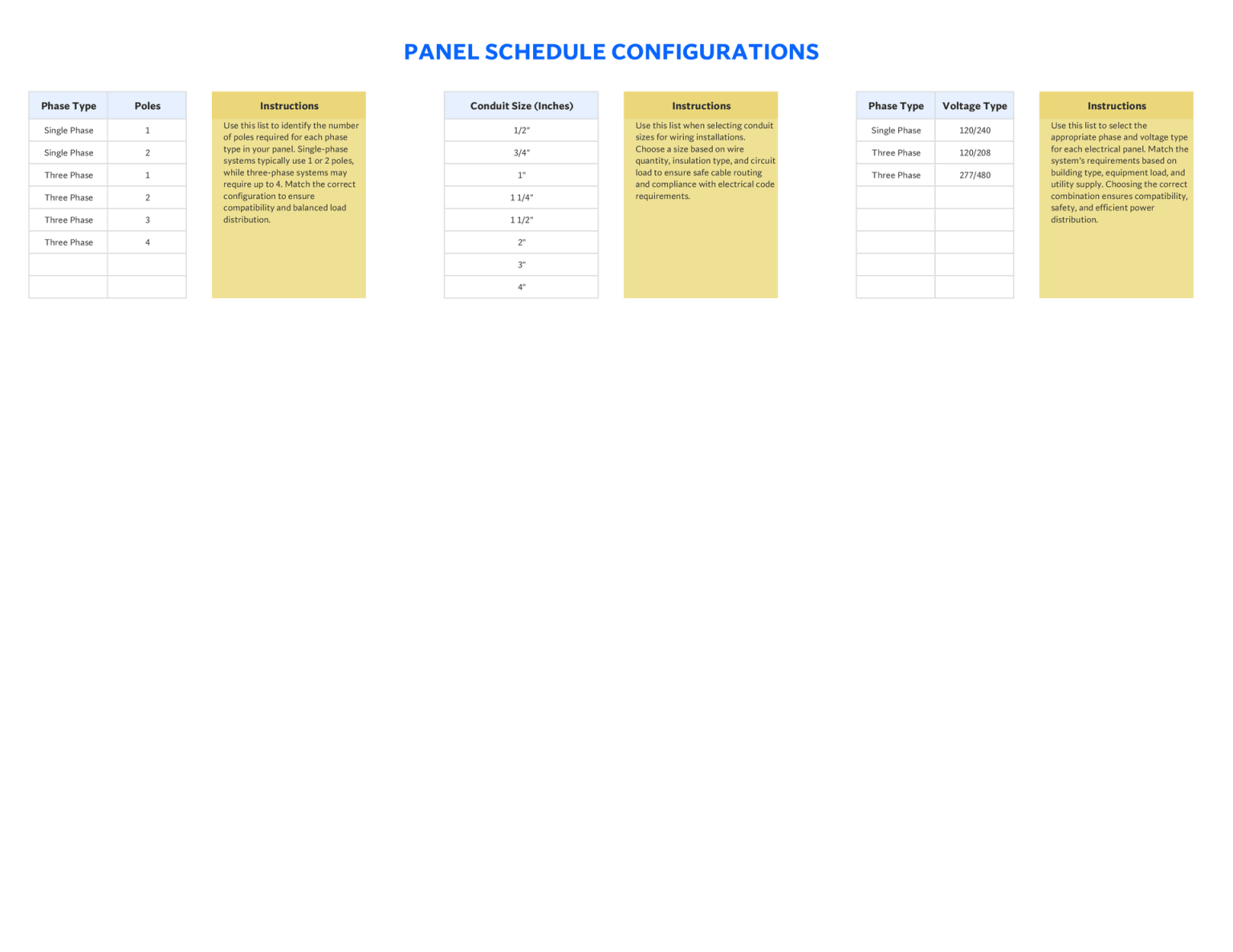 Free Panel Schedule Template for Excel